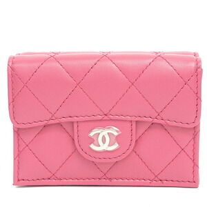 Chanel Matelasse CC Bi fold Wallet Tri Compact Coco Mark Pink